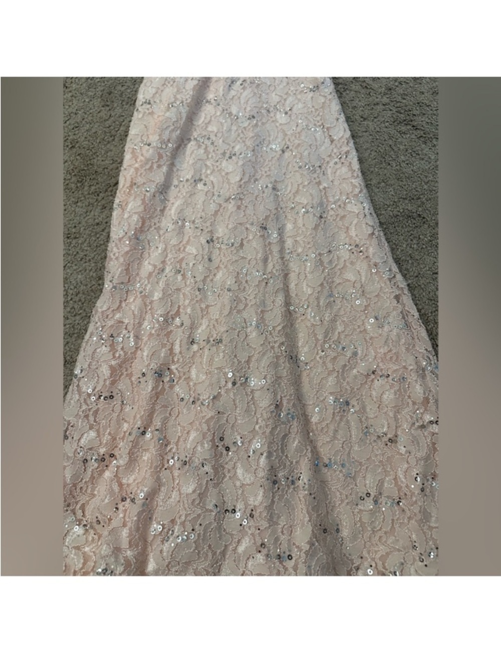 My Michelle Blush Lace Maxi Dress Sequin Bridal Wedding Guest XS S 5 - Picture 5 of 9